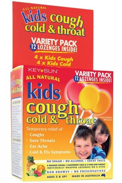 Key Sun - Kids Cough Cold & Throat 12 lollipops Variety Pack